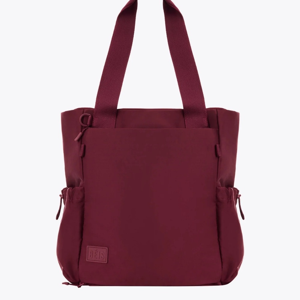 BEIS Red Structured Tote Bag with Double Handles